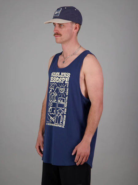 Anglers Escape Singlet - Dark Denim