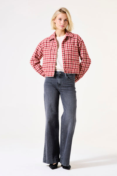 Checked Tweed Jacket -red