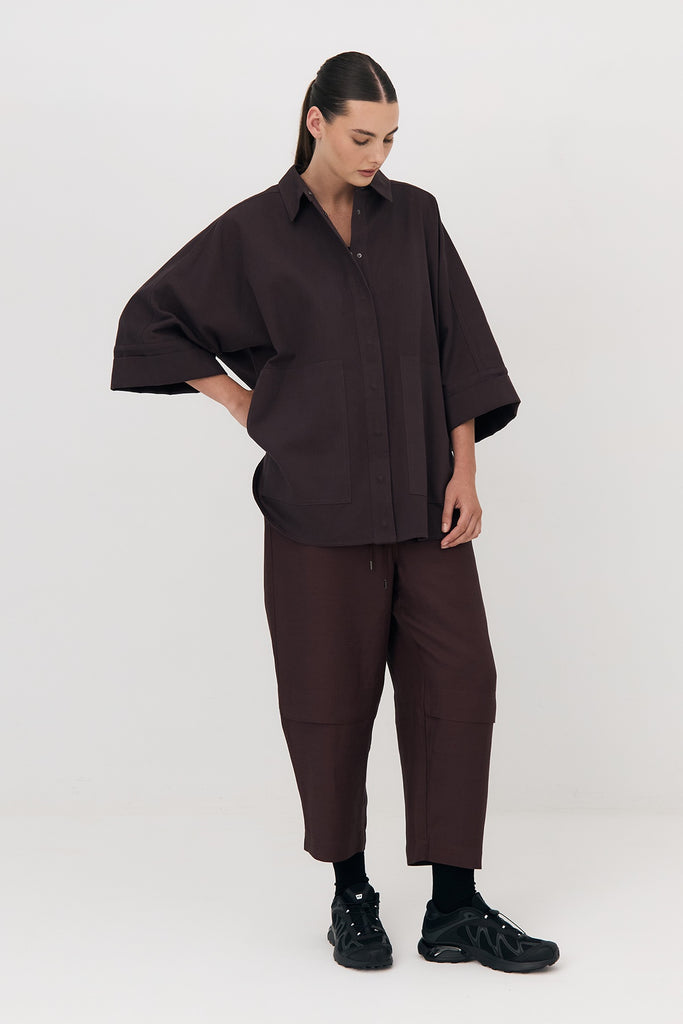 Panelled Pants - chocolate plum