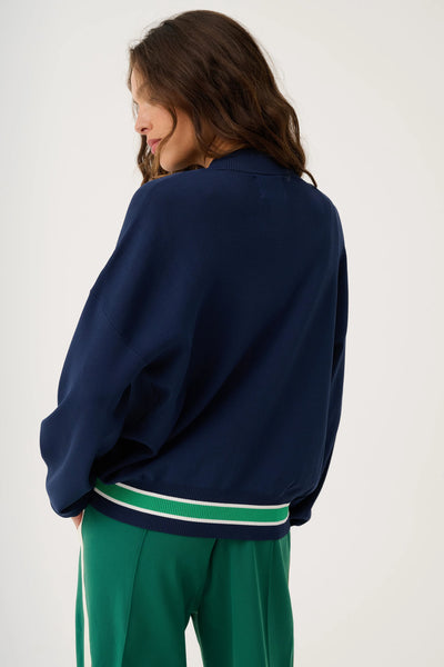 Brodie Knit Bomber - Navy Stripe