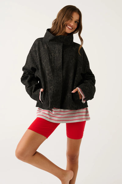 Peta Jacket - Black Washed Leopard