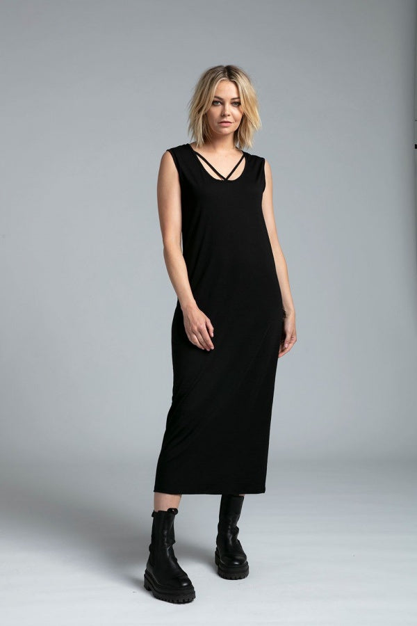 Long Lattice Dress Black