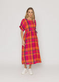 Jae Dress - Orange/Pink Tartan