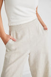 Constant Natural Linen Pleated Waistband Wide Leg Pants -  Natural