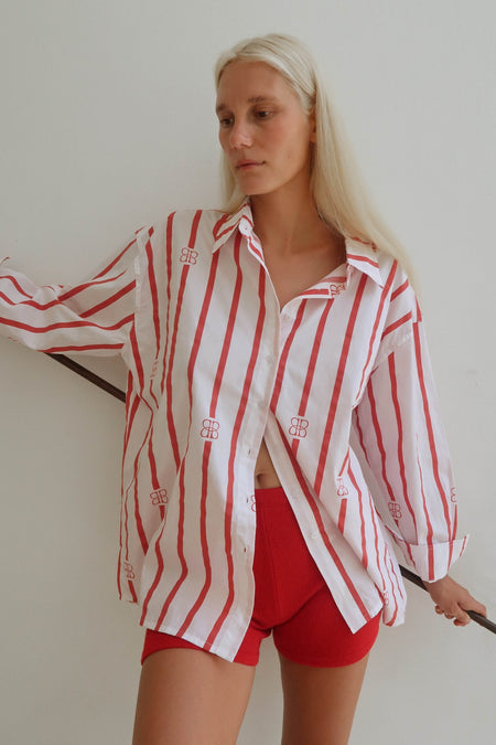 Cropped Viv Shirt - Black & White Stripe