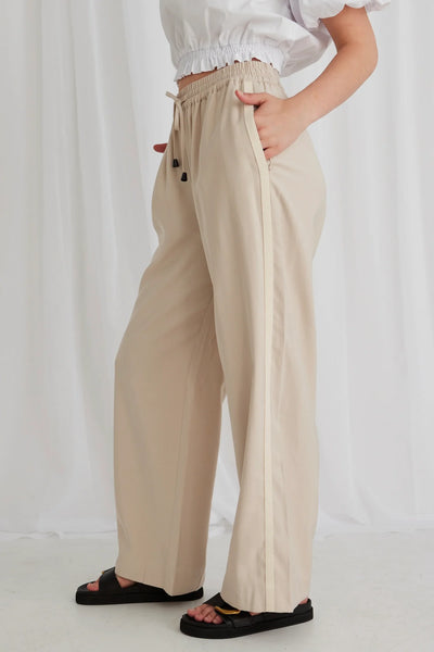 Townie Sand Stripe Tape Wide leg Pants - Ecru