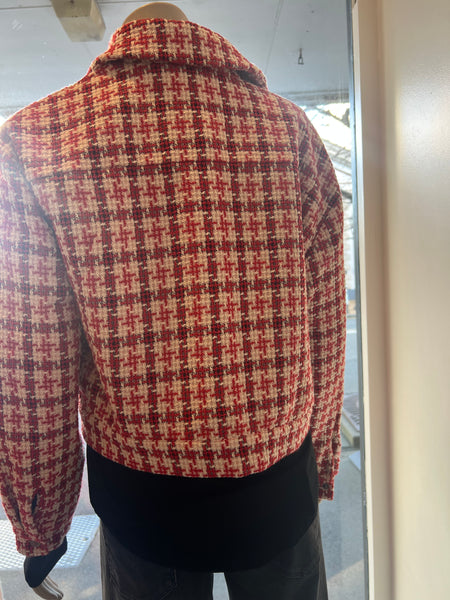 Checked Tweed Jacket -red