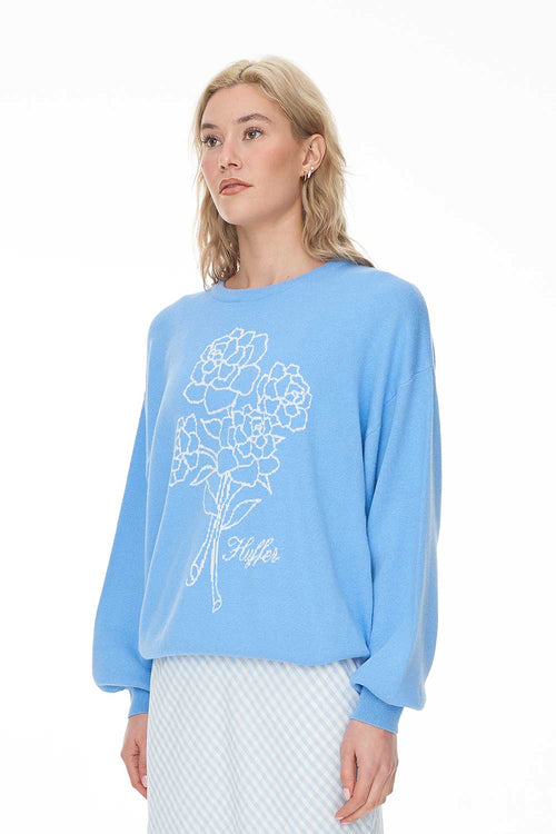 Girlfriend Intarsia top - cornflower