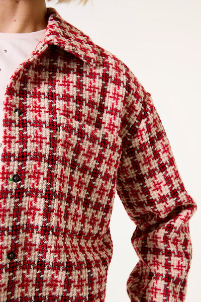 Checked Tweed Jacket -red