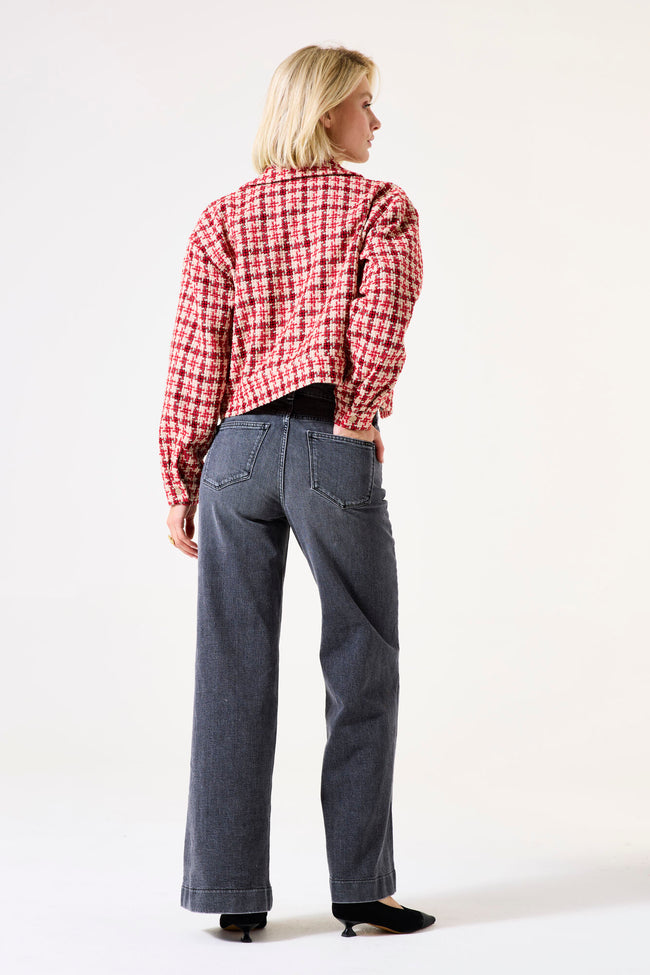 Checked Tweed Jacket -red