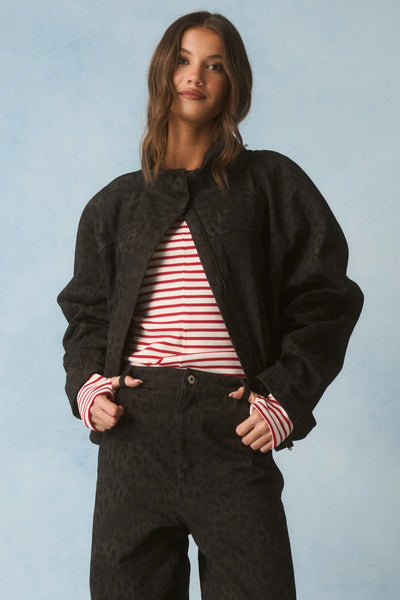 Peta Jacket - Black Washed Leopard