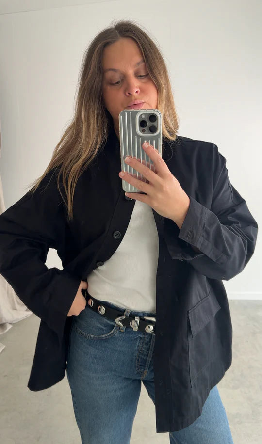 Collarless Jacket - Black