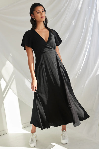 Resonance Black SS Wrap Maxi Dress