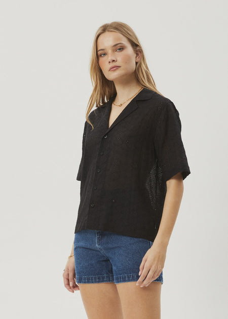 Cropped Viv Shirt - Black & White Stripe