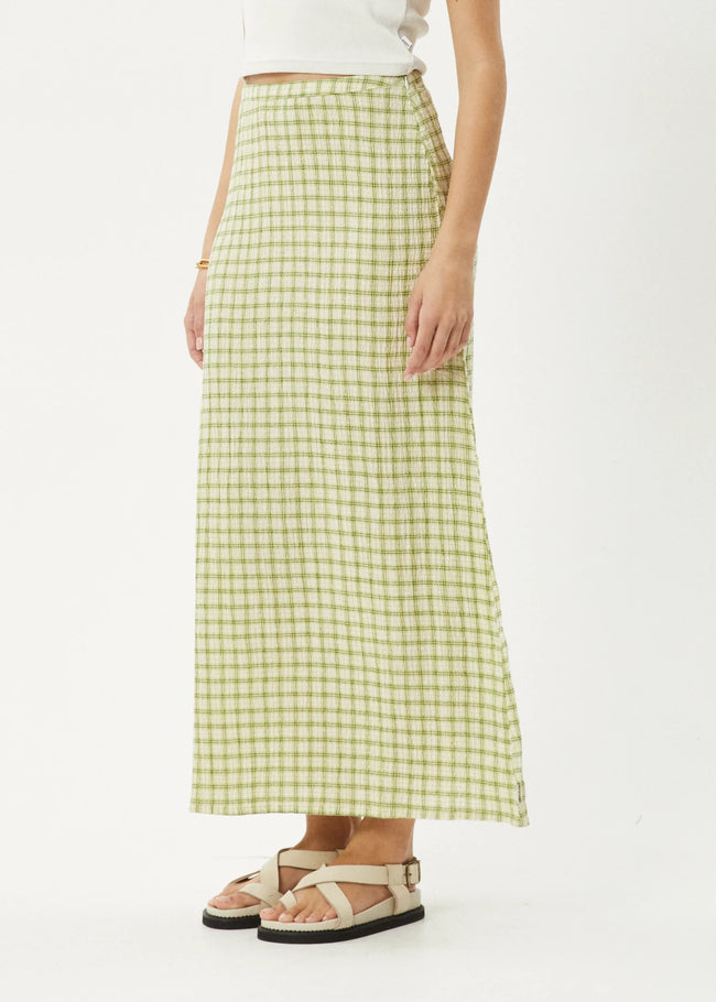 Darcy Check Maxi skirt - Lemongrass