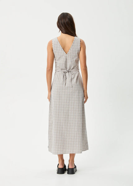 Drew Seersucker Maxi Dress - Taupe Check