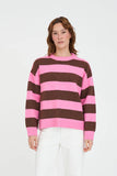 Kenzie Stripe Knit Crew - Petal Chestnut