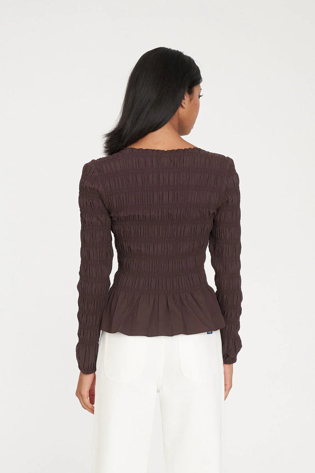LS Shirred Top - Chestnut