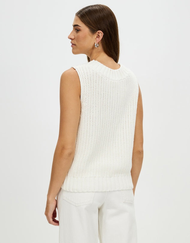 Charlotte Cotton Knit Vest - Cream