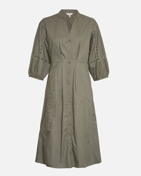 Jeovana Petronia 3/4 Sleeve Dress - mulled Basil