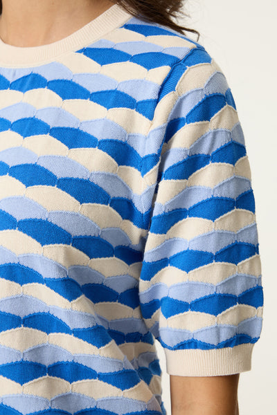 Stripe Knit SS Top - Summer Cobalt