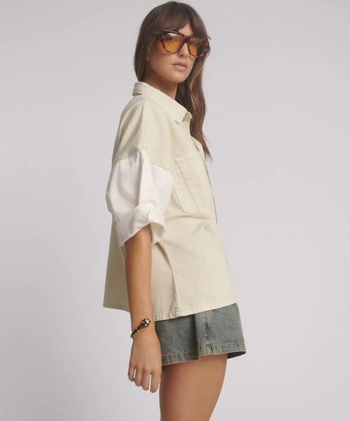 Drift Short Sleeve Denim Shirt - Cream