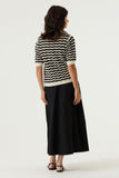Short Sleeve Knit - Black/Cream