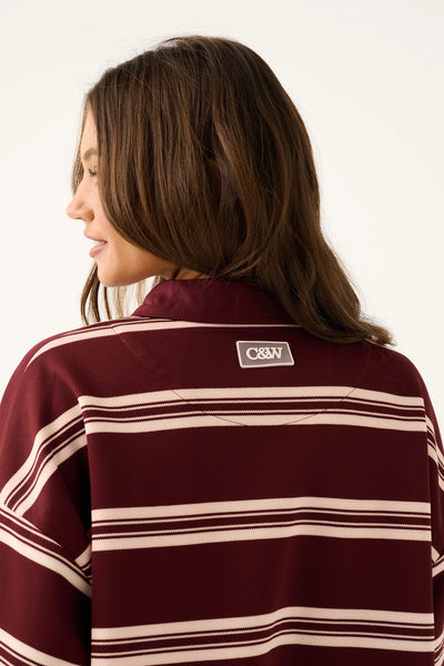 Freddie Rugby Top - Burgundy Stripe