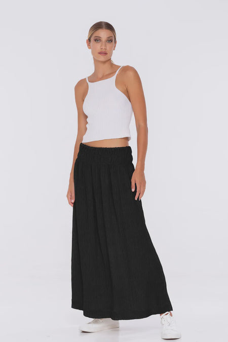 Washed Black Tencel Parachute Skirt